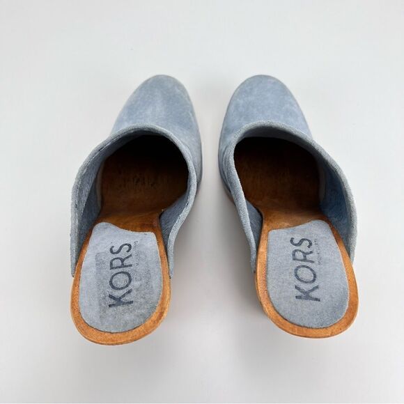 Michael KORS suede & wood wedge clogs size 10 - Picture 7 of 10